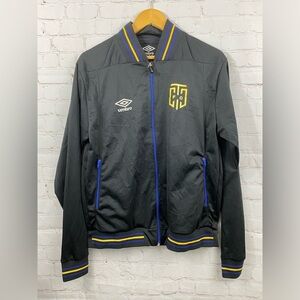 UMBRO FULL ZIP DOUBLE DIAMOND JACKET MEN'S Size Small Black Yellow Blue Pockets
